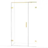 Maxaro Diamond Douchedeur | 115 cm Glanzend lichtgoud Helder glas Draaideur