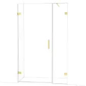 Maxaro Diamond Douchedeur | 125 cm Glanzend lichtgoud Helder glas Draaideur