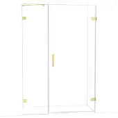 Maxaro Diamond Douchedeur | 135 cm Glanzend lichtgoud Helder glas Draaideur
