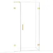 Maxaro Diamond Douchedeur | 105 cm Glanzend lichtgoud Helder glas Draaideur
