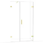 Maxaro Diamond Douchedeur | 115 cm Glanzend lichtgoud Helder glas Draaideur