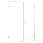 Maxaro Diamond Douchedeur | 135 cm Glanzend lichtgoud Helder glas Draaideur