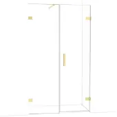 Maxaro Diamond Douchedeur | 115 cm Glanzend lichtgoud Helder glas Draaideur