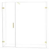 Maxaro Diamond Douchedeur | 195 cm Glanzend lichtgoud Helder glas Draaideur