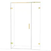 Maxaro Diamond Douchedeur | 125 cm Glanzend lichtgoud Helder glas Draaideur