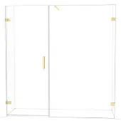 Maxaro Diamond Douchedeur | 195 cm Glanzend lichtgoud Helder glas Draaideur