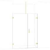 Maxaro Diamond Douchedeur | 145 cm Glanzend lichtgoud Helder glas Draaideur