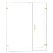 Maxaro Diamond Douchedeur | 165 cm Glanzend lichtgoud Helder glas Draaideur
