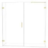 Maxaro Diamond Douchedeur | 195 cm Glanzend lichtgoud Helder glas Draaideur