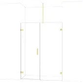 Maxaro Diamond Douchedeur | 145 cm Glanzend lichtgoud Helder glas Draaideur
