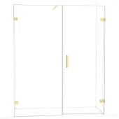 Maxaro Diamond Douchedeur | 165 cm Glanzend lichtgoud Helder glas Draaideur