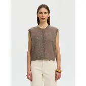 Selected Gebreide bodywarmer 'SLFLulu' chocoladebruin