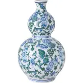 Beliani MOSTOLES - Bloemenvaas - Wit/Blauw - Porselein
