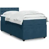 vidaXL Boxspring met matras fluweel blauw 90x190 cm