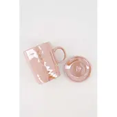 Zusss Cadeauset Theemok En Dipschaaltje Hartje Parelmoer Roze - Verjaardag - Cadeau Dames Keramiek Roze