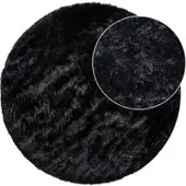 Tapis.fr Hoogpolig tapijt Silvana zwart 80 cm rond