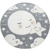 Tapis.nl Kinderkleed binnen en buiten Twitara grijs 160 cm rond