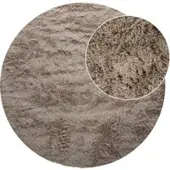 Tapis.fr Hoogpolig tapijt Silvana taupe 120 cm rond