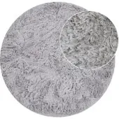 Tapis.fr Hoogpolig tapijt Silvana zilver 80 cm rond
