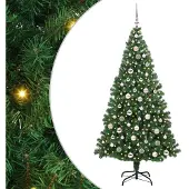 vidaXL Kunstkerstboom Groen 210 cm PVC en Staal en Kunststof