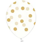 Party Deco Partydeco - Ballonnen clear dots goud 6 stuks