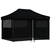 vidaXL Partytent inklapbaar pop-up met 4 zijwanden zwart