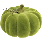 Viana Decoratieve pompoen flocked mosgroen 32cm