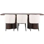 Ebuy24 Olivia eethoek tafel 100x210cm en 6 bouclé stoelen mocca.