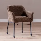 Livin24 Eetkamerstoel met wieltjes Enzo chenille mocha