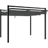 vidaXL Tuinpaviljoen met uitschuifbaar dak, antraciet, 3x3 meter, aluminium
