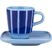 Marimekko Piccolo espresso kopje met schotel Light blue-blue, 5 cl