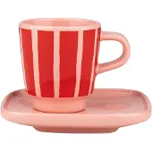 Marimekko Piccolo espresso kopje met schotel Salmon red-orange red, 5 cl