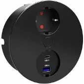 Doeco Duplex R stopcontact en USB A/C lader zwart