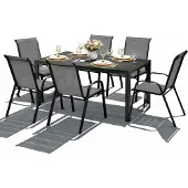 Mojawo Tuinset Zitmeubelset 7-delig 180x90cm Non-Wood Antraciet
