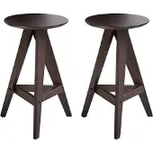 Beliani AROMA - Barkruk set van 2 - Donkerbruin - Rubberhout