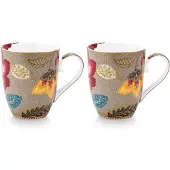 Pip studio Mok Home Mug Large Blooming Tales Fantasy Khaki (Set van 2)