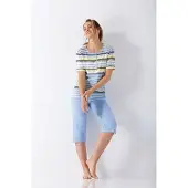 Hajo dames pyjama blauw en strepen - Blauw - Maat - 36/38