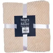 Mars & More , geruite deken met visgraatpatroon, beige, 140x200 cm
