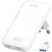 4smarts USB-oplader 65 W 2x USB-C, USB-A Quick Charge, USB PD Wit Binnen GaN, USB Power Delivery (USB-PD)
