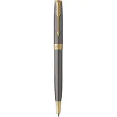 Parker Sonnet-balpen | grijze lak met gouden details | medium punt | Blauwe inkt | geschenkverpakking