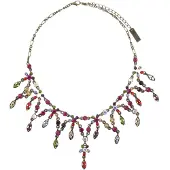 Behave Ketting goudkleur met multi kleurige stenen – 40 cm mode-accessoire