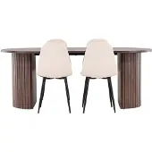Ebuy24 Härön eethoek tafel 90x200cm en 4 velours stoelen mocca.