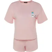 Trendyol Korte pyjama rosa / zwart / wit