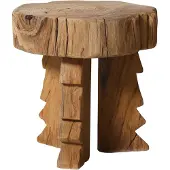 HK Living Carved Wooden Kruk - Teak