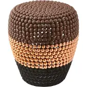 Pols Potten Poef Dot Stool Striped Dark Brown Combi