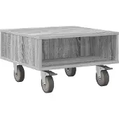 vidaXL Bijzettafel met wielen Grijs Sonoma 50,5 x 50 x 30 cm