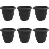 vidaXL Ronde Bloempot 6 st Zwart Ø 22 x 18 cm Kunststof