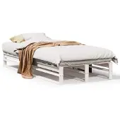 vidaXL Bedframe zonder matras massief grenenhout wit 90x200 cm