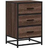 vidaXL Nachtkastje 40x34,5x60 cm bewerkt hout&metaal bruin eikenkleur