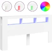 vidaXL Hoofdeinde met LED 200x18,5x103,5 cm bewerkt hout wit